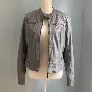 NWOT Jou Jou Faux Leather Moto Jacket Faux Fur Lined Women's M